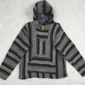 Baja Joe Mens Sweatshirt Poncho Hoodie Kangaroo Pocket Purple Stripes Drug Rug S